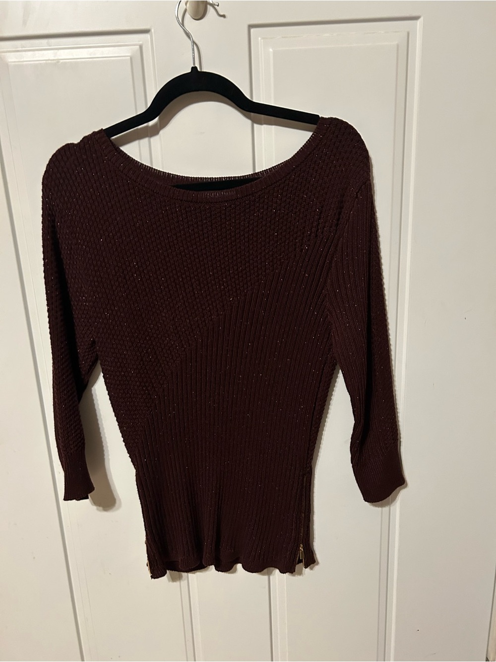 New York & Company Women's Deep Maroon Crew Neck Sweater